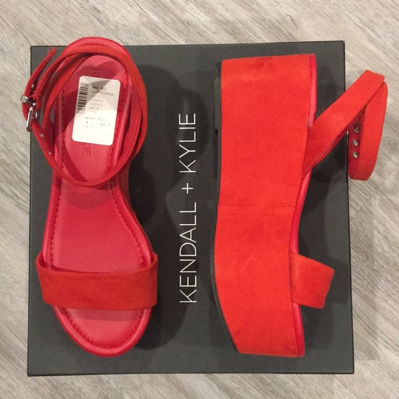 red platform sandals